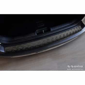 Protection de pare-chocs arrière en aluminium noir mat sur mesure pour Jeep Cherokee Facelift 2018 - 'Riffled Plate
