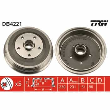 Tambour de frein DB4221 TRW