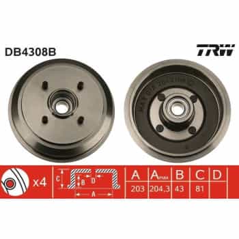 Tambour de frein DB4308B TRW