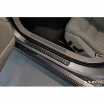 Seuils de porte en acier inoxydable noirs sur mesure pour Volvo V90 & V90 Cross Country 2016 - - 'Lines' - 4