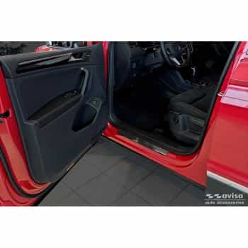 Seuils de porte en acier inoxydable noirs sur mesure pour Volkswagen Tiguan II 2016-2020 & FL 2020 - incl.