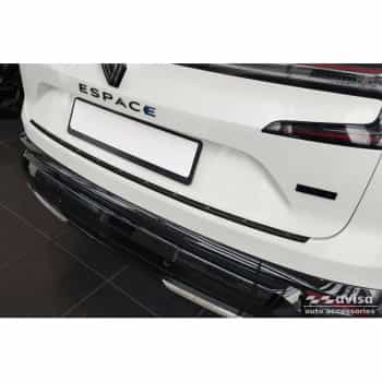 Protection de seuil de coffre arrière en acier inoxydable noir mat pour Renault Espace VI E-Tech Hybrid 2023- 'Ribs
