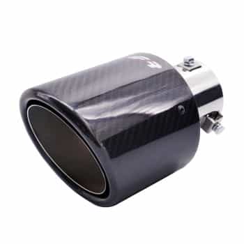 Enjoliveur d'échappement Simoni Racing Rond/Incliné Brillant-Carbone - 114xL185mm - Fixation 38-63mm