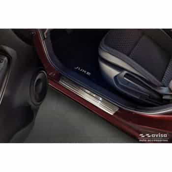 Seuils de porte en acier inoxydable sur mesure pour Nissan Juke II (F16) 2019 - 'Lines' - 4 pièces