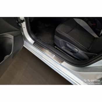 Seuils de porte en acier inoxydable sur mesure pour Skoda Kamiq (NW4) 2019-2024 & FL 2024 - 'Lines' - 4 piè