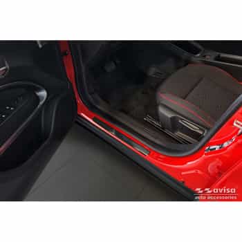 Seuils de porte en acier inoxydable noirs sur mesure pour Fiat 600(e) (365_) 2023- - 'Lines' - 4 pièces