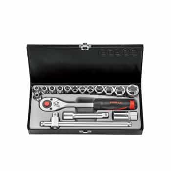 Jeu de douilles Force 1/2" 12 pans SAE 17 pièces