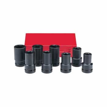 Jeu de douilles à chocs Force 1" carrées et 6 pans longues SAE 8 pièces