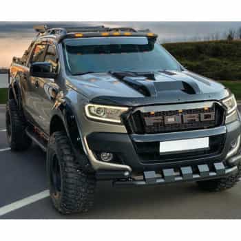 Prise d'air de capot unidirectionnelle (scoop) pour Ford Ranger T7/T8 2015-2022 – Noir brillant