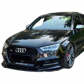 Becquet avant unidirectionnel pour Audi S3 8V Berline 2016-2020 – Noir brillant