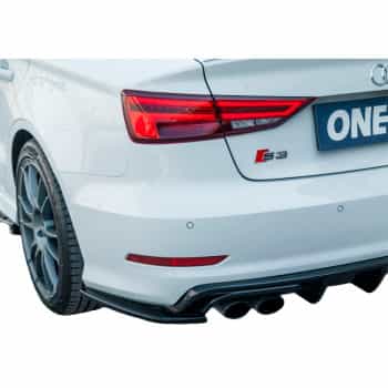 Jupes de pare-chocs arrière unidirectionnelles (angles) pour Audi S3 8V Berline 2013-2016 - Noir brillant