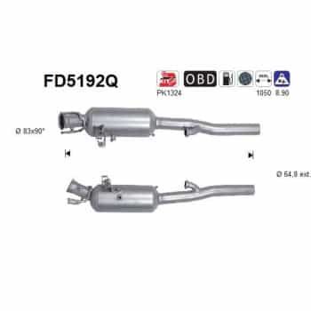 Filtre à particules diesel, système d'échappement FD5192Q AS