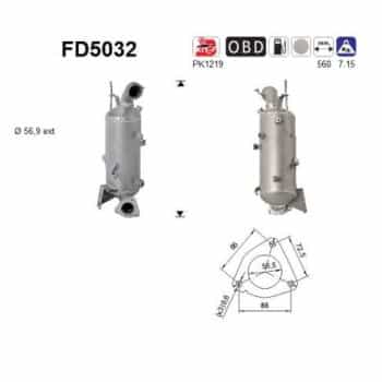 Filtre à particules / à suie, échappement FD5032 AS