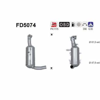 Filtre à particules / à suie, échappement FD5074 AS
