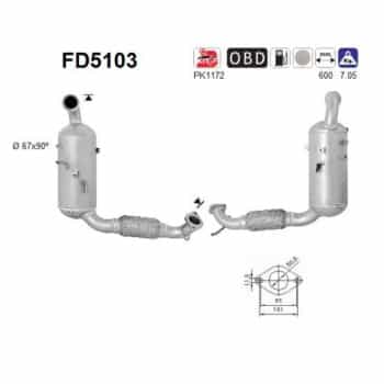Filtre à particules / à suie, échappement FD5103 AS