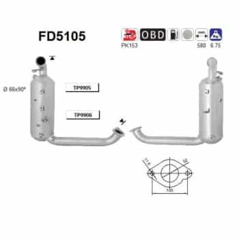 Filtre à particules / à suie, échappement FD5105 AS