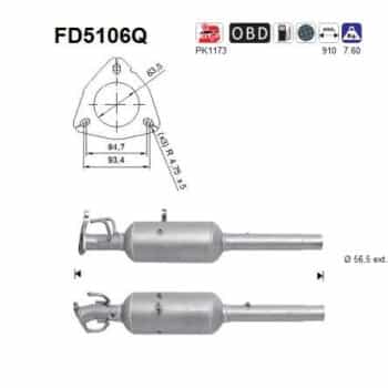 Filtre à particules / à suie, échappement FD5106Q AS