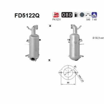 Filtre à particules / à suie, échappement FD5122Q AS