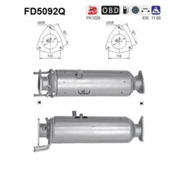 Filtre à particules diesel, système d'échappement FD5092Q AS