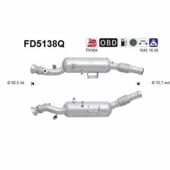 Filtre à particules diesel, système d'échappement FD5138Q AS