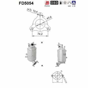 Filtre à particules diesel, système d'échappement FD5054 AS