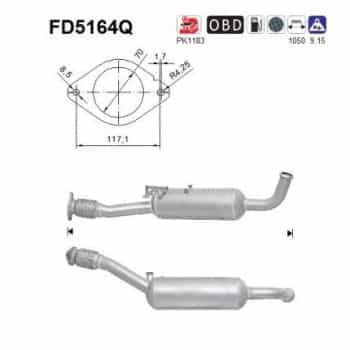 Filtre à particules diesel, système d'échappement FD5164Q AS