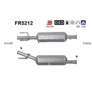 Filtre à particules diesel, système d'échappement FR5212 AS