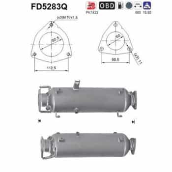 Filtre à particules diesel, système d'échappement FD5283Q AS