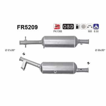 Filtre à particules diesel, système d'échappement FR5209 AS