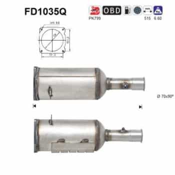 Filtre à particules / à suie, échappement FD1035Q AS