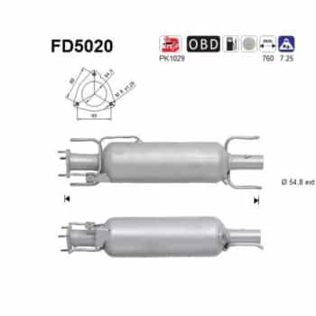 Filtre à particules / à suie, échappement FD5020 AS