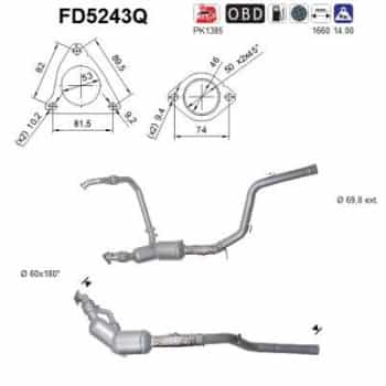 Filtre à particules diesel, système d'échappement FD5243Q AS