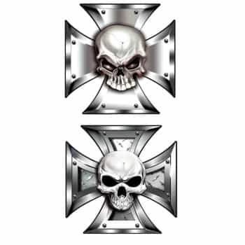 Stickerset Skull in IronCross - 2x 8x8cm