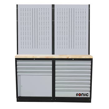 MSS 34 "9 tiroirs, armoire avec tiroirs et panneau de suspension (bois)