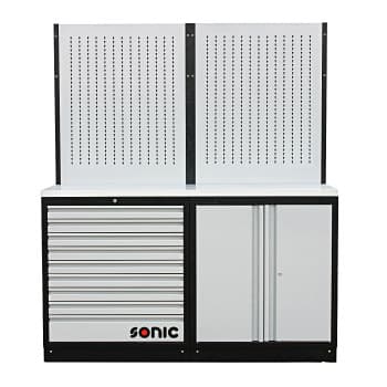 MSS 34 "9 tiroirs, armoire de rangement et panneau suspendu (acier inoxydable)