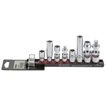 Jeu de douilles Porsche 1/4 ", 3/8" 8 pièces sur rail