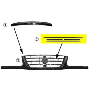 Baguette et bande protectrice, grille de radiateur