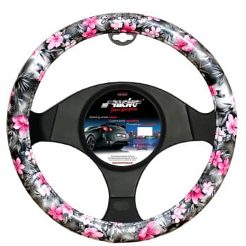 Couvre Volant Simoni Racing Fleur Noir/Rose