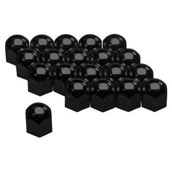 Jeu de capuchons d&#39;écrous de roue universels - Acier noir - 19mm - jeu de 20 pièces