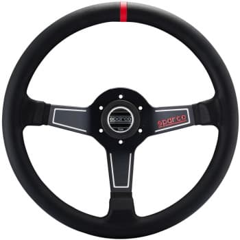 Volant sport universel Sparco &#39;L575 Nero&#39; - Cuir noir - Diamètre 350mm