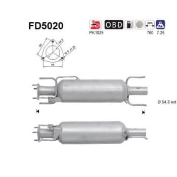 Filtre à particules / à suie, échappement FD5020 AS