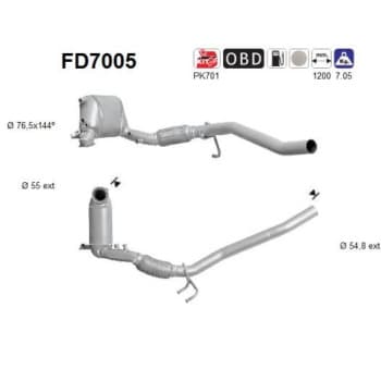 Filtre à particules / à suie, échappement FD7005 AS