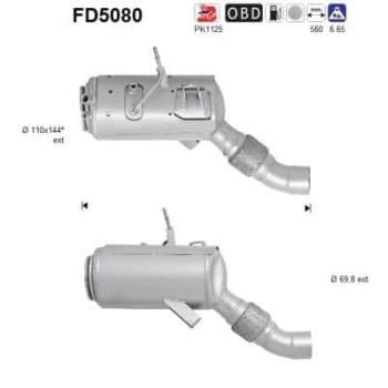 Filtre à particules / à suie, échappement FD5080 AS