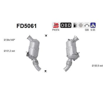 Filtre à particules / à suie, échappement FD5061 AS