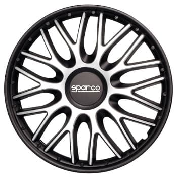 Jeu de 4 enjoliveurs Sparco Roma 13 pouces argent / noir