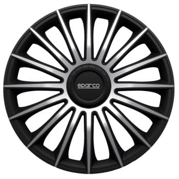 Jeu de 4 enjoliveurs Sparco Treviso 14 pouces noir / argent