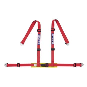 Ceinture sport 4 points Sparco - Rouge - avec protecteur pelvien et fixation au crochet (E-Mark)