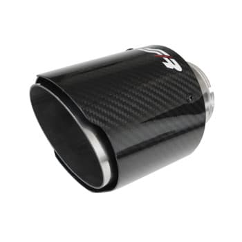 Embout d'échappement Simoni Racing Round / Oblique Glossy-Carbon + Inox - 89xL155mm - Assemblage 63mm