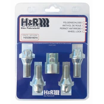 H&amp;R Kit antivol M12x1.25x26mm conique - 4 boulons de blocage avec adaptateur