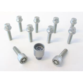Jeu de boulons de roue H&R Bolconic R12 M12x1,50 - Longueur 47 mm - 10 pièces (par exemple Mercedes) - avec antivol